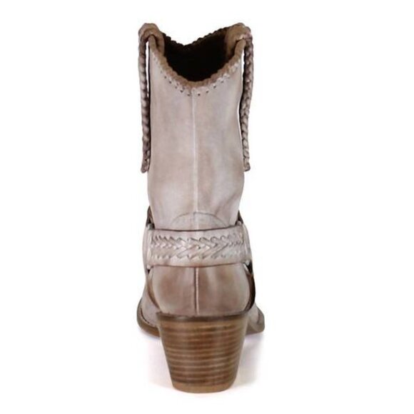 Diba True Glass Heart Distressed Off White Nubuck Leather Mid-Calf Pull-On Boot - Picture 7 of 7